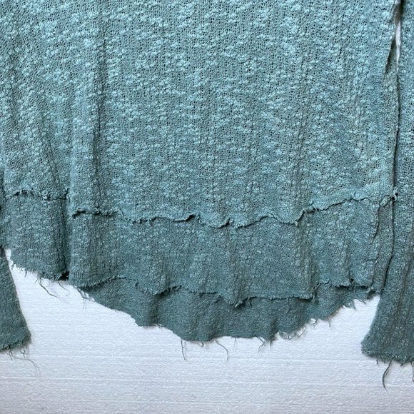 We The Free People S Blue Ocean Air Hacci Pullover Knit Top Lightweight V-Neck - Picture 6 of 10